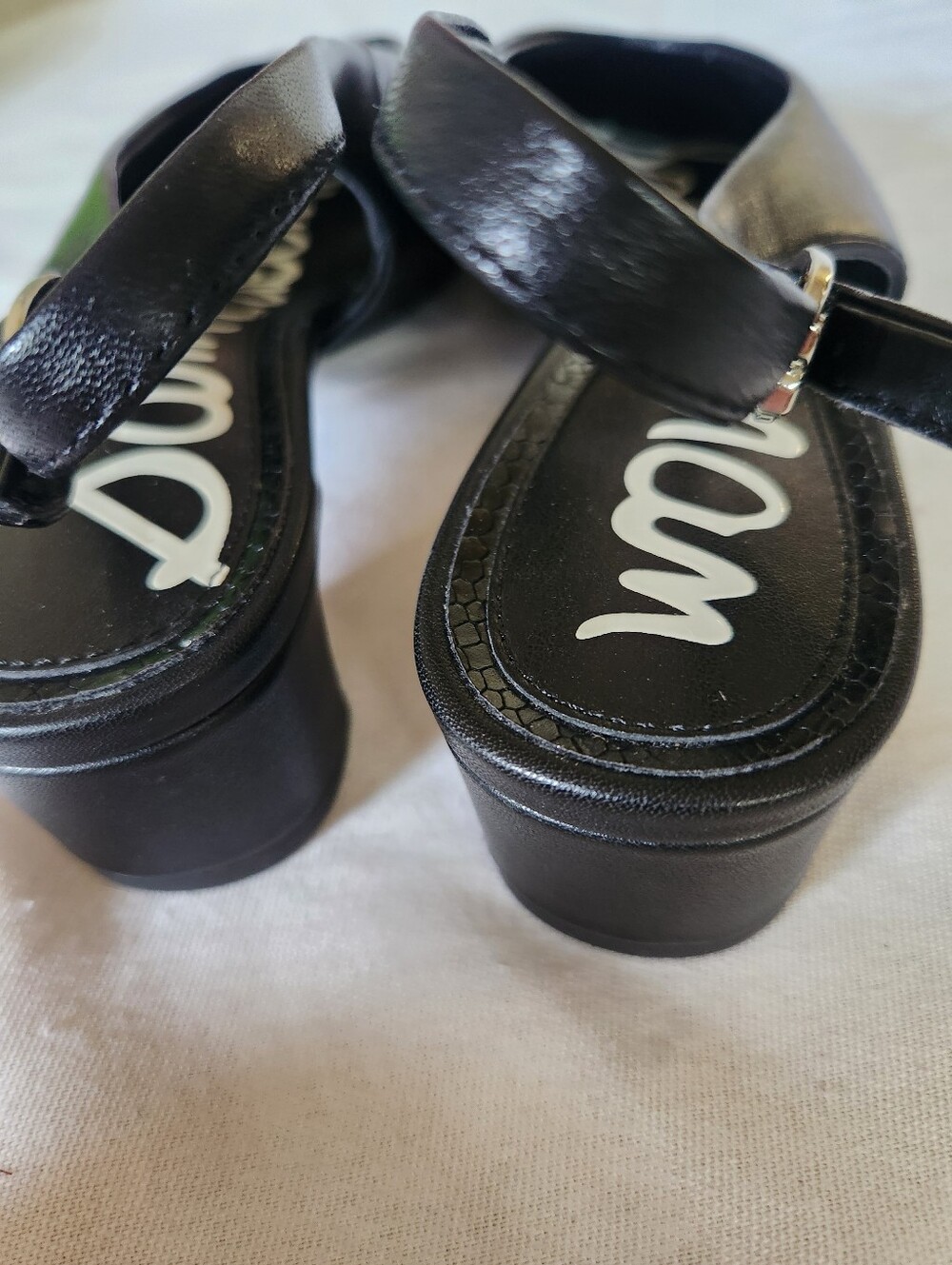 Sam Edelman Ronnie Black Leather Slingback Pointed Toe Heels Size 6 - Picture 5 of 7
